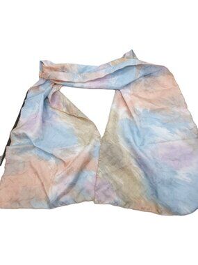 Textured Pastel Oblong Scarf White Pink Blue Brown 12"x60"
